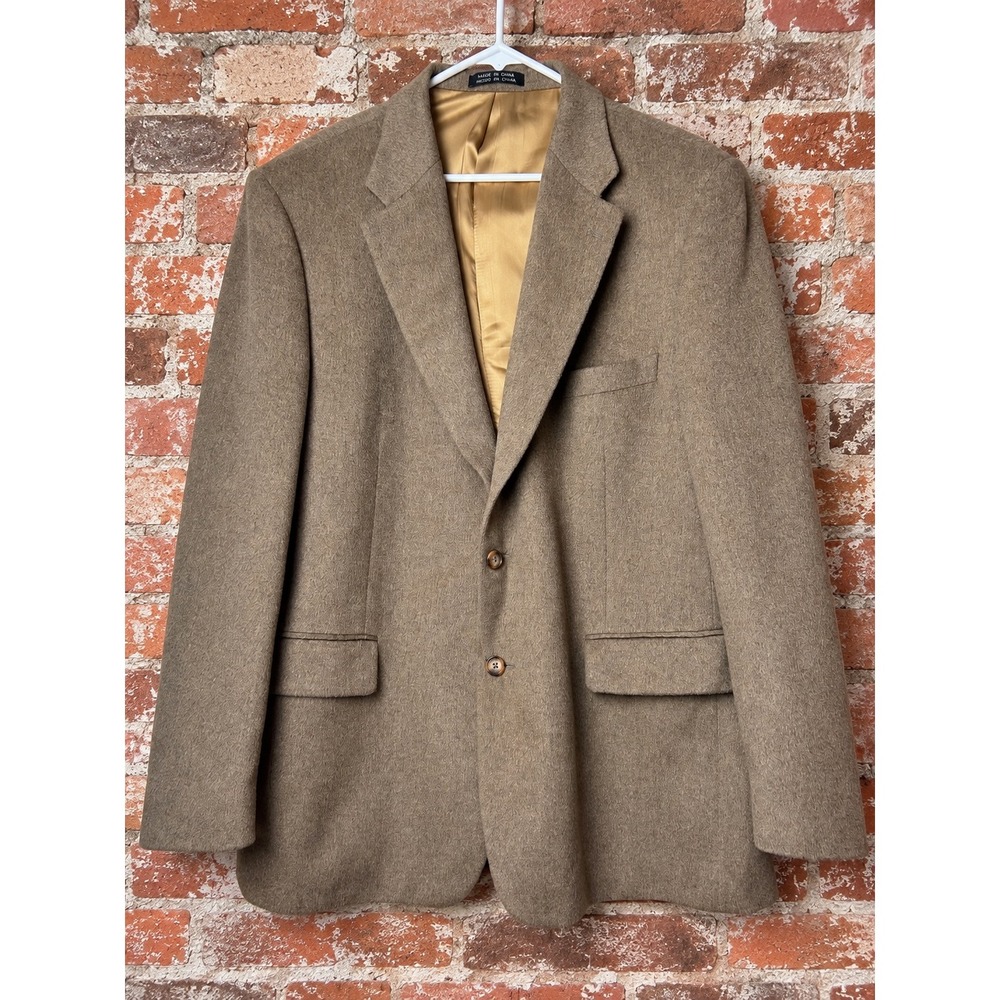 Stafford Executive Mens 46R Camel Hair Blazer Sport Coat Brown Preppy Business
